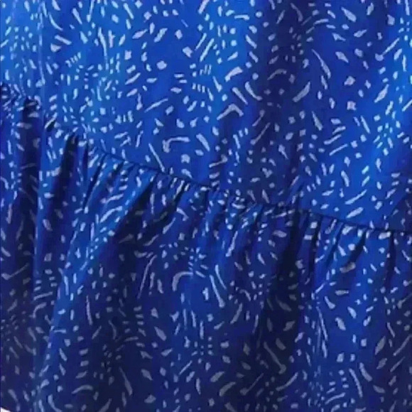 Banana Republic Petite Ruffle Fit n Flare Blue Dress - Picture 5 of 9